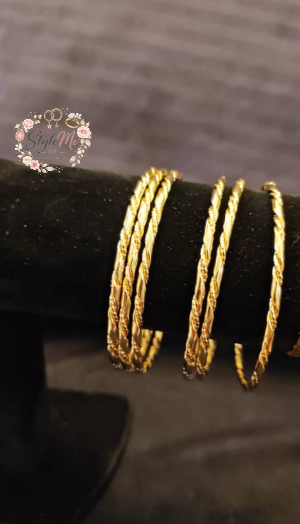 Ensemble de 6 bracelets Doré jonc Torsadés