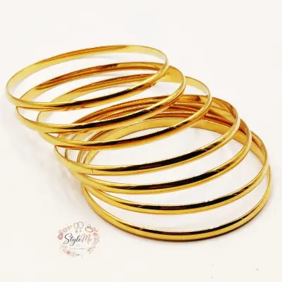 7Bracelets Rigides Arrondis Simples Doré