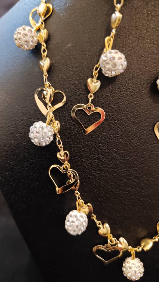 Parure Coeur Doré Acier inoxydable