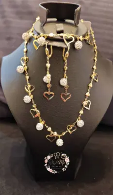 Parure Coeur Doré Acier inoxydable