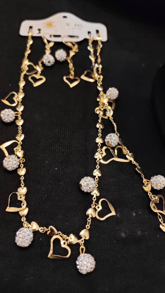 Parure Coeur Doré Acier inoxydable