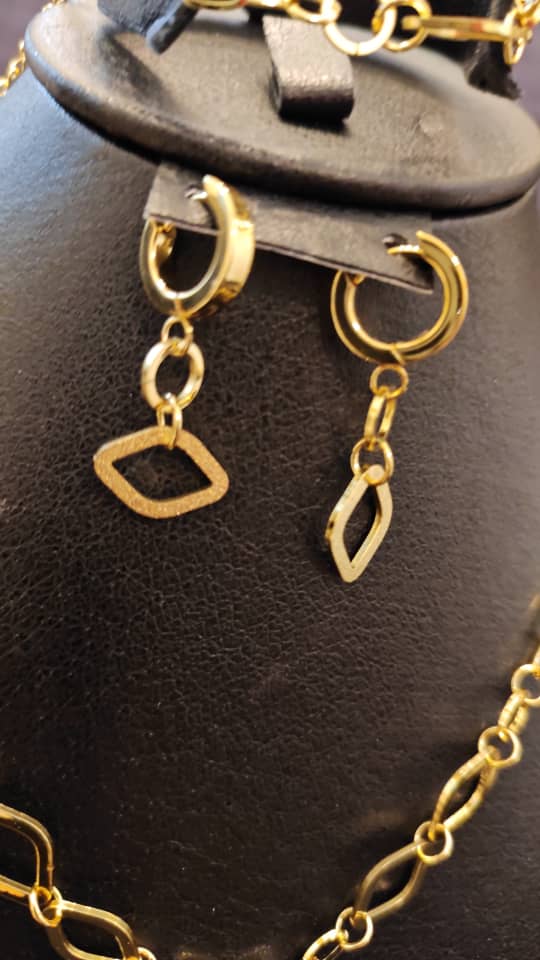 Parure Colier et Bracelet plaqué or 3 pièce